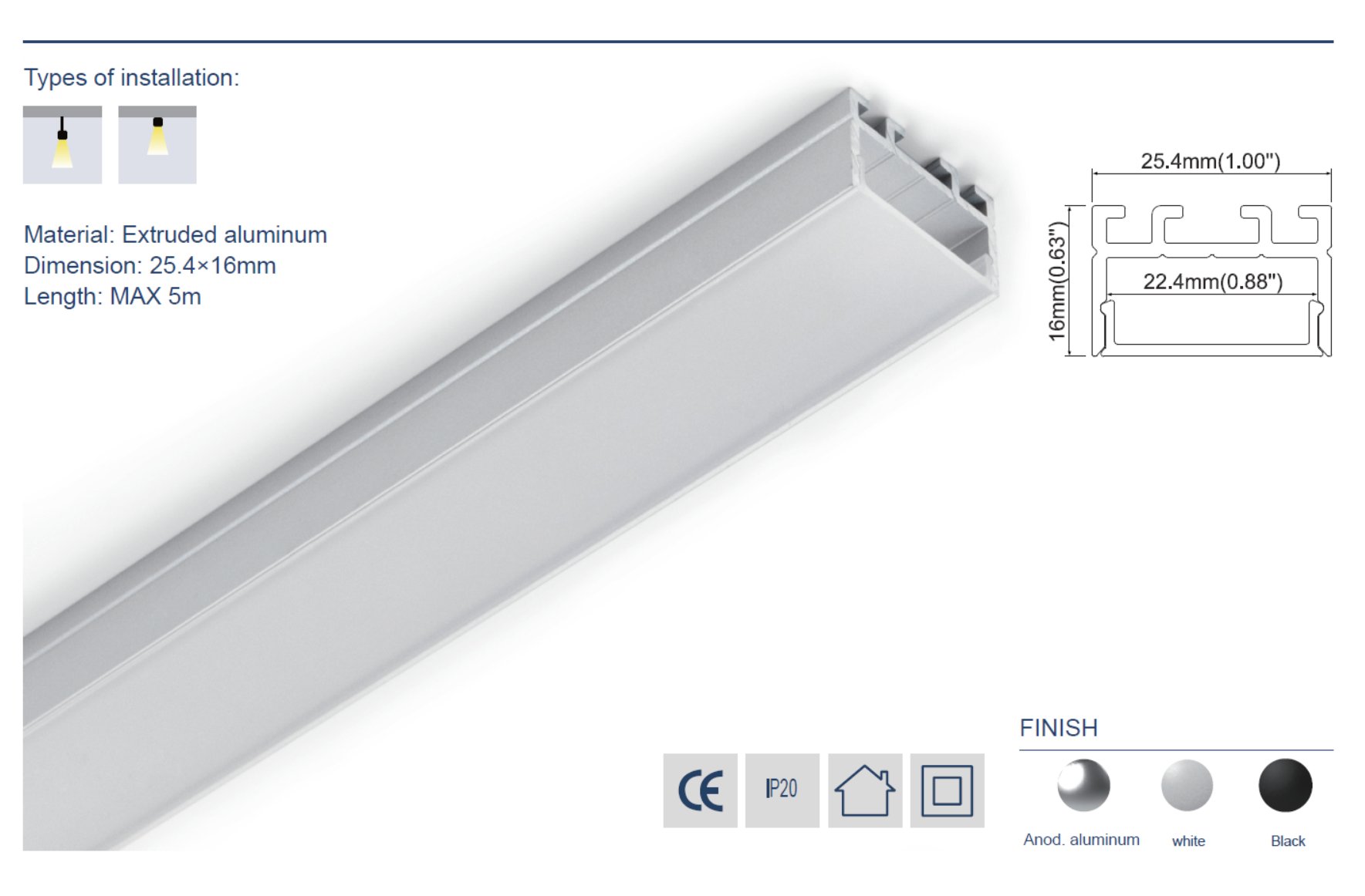 Synergy 21 LED U-Profil 200cm, ALU109