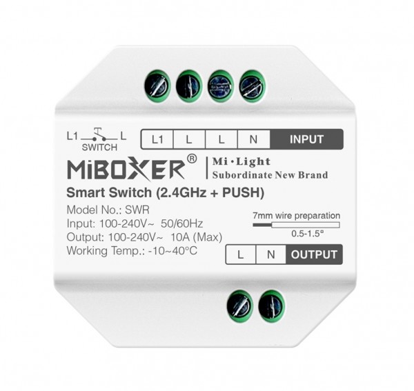 MiBoxer SWR LED Wifi Smart Switch WiFi + 2,4G + Push