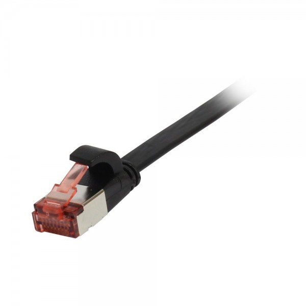 Patchkabel RJ45, CAT6 250Mhz, 3m schwarz, FTP(U/FTP), TPE(Superflex), Flach, Synergy 21,