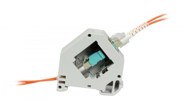 Keystone, Modulträger, DIN Rail, incl. LWL-Kupplung LC multi-Mode 50u OM4, Hutschienenadapter, Syner