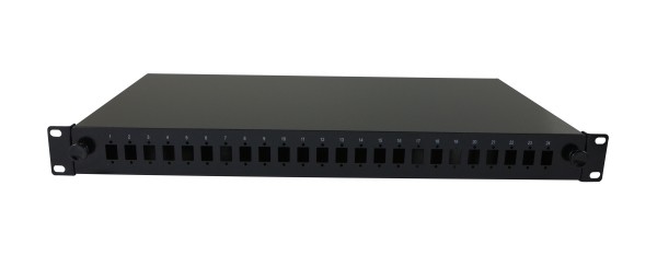 LWL-Patchpanel 12xLC-Duplex-Buchsen, 19&quot;, OM3, 50/125u Multimode, Schwarz, Synergy 21,