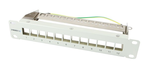 Patch Panel 12xTP, CAT6A, incl.Keystone, 10&quot;, Lichtgrau, Synergy 21,