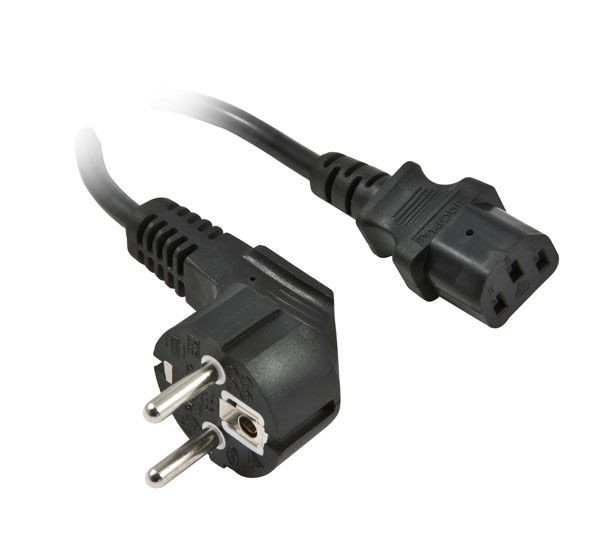 Netzkabel 230V Schutzkontakt CEE7(Stecker)-&gt;Kaltgeräte IEC-C13(Buchse), 1m, Black, Synergy 21,