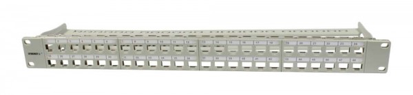 Keystone, Modulträger, 19&quot;Patchpanel für 48xTP-Modul, 1HE(t95mm), Lichtgrau, Synergy 21,