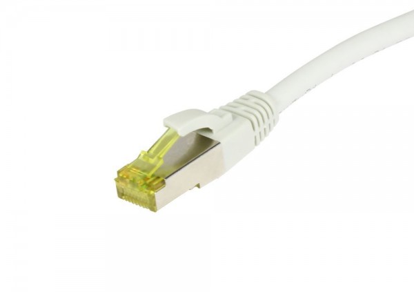 Patchkabel RJ45, CAT6A 500Mhz, 5m, weiss, S-STP(S/FTP), TPE/LSZH(Ultraflex), AWG26, mit CAT7 Rohkabe