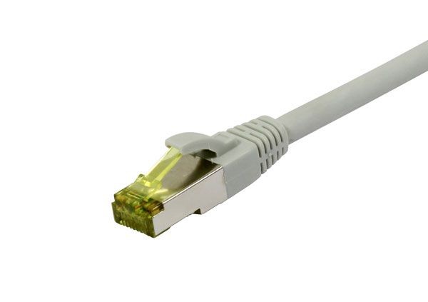 Patchkabel RJ45, CAT6A 500Mhz, 1.0m, grau, S-STP(S/FTP), TPE/LSZH(Ultraflex), AWG26, mit CAT7 Rohkab