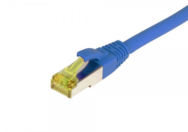 Patchkabel RJ45, CAT6A 500Mhz,25m, blau, S-STP(S/FTP), TPE/LSZH(Ultraflex), AWG26, mit CAT7 Rohkabel