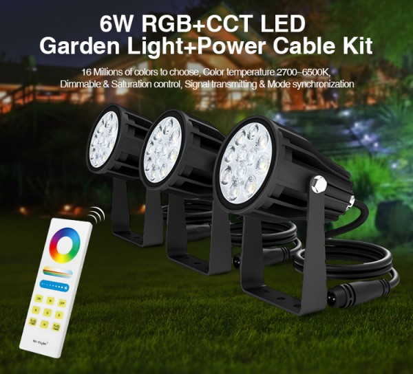 MiBoxer FUTC08A LED Garten Lampe 6W RGB-WW (RGB-CCT) Set mit 3 Stück IP65 DC24V
