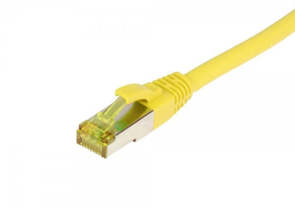 Patchkabel RJ45, CAT6A 500Mhz,10m, gelb, S-STP(S/FTP), TPE/LSZH(Ultraflex), AWG26, mit CAT7 Rohkabel