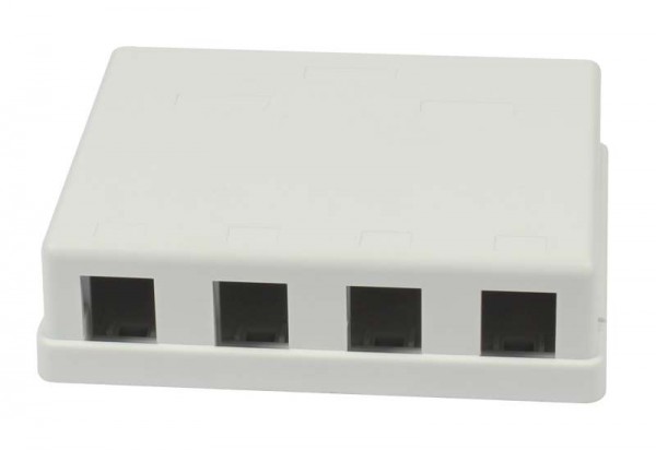 Patch Panel 4xTP-TP(Kupplung),CAT6A, incl.Keystone Slim-line 20mm, Aufputz ABS, Weiss, Synergy 21,