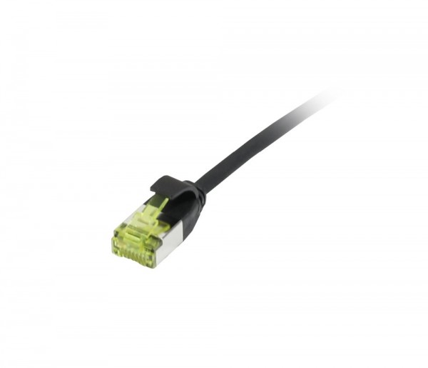 Patchkabel RJ45, CAT6A 500Mhz, 0.15m, schwarz, U/FTP, slimline rund d=3,8mm, TPE/LSZH(Superflex), AW