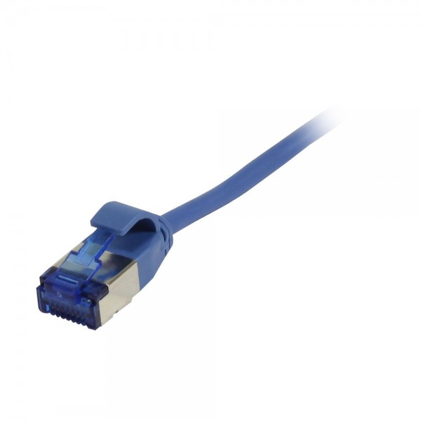 Patchkabel RJ45, CAT6A 500Mhz, 0.25m, blau, U/FTP, slimline rund d=3,8mm, TPE(Superflex), AWG32, Syn