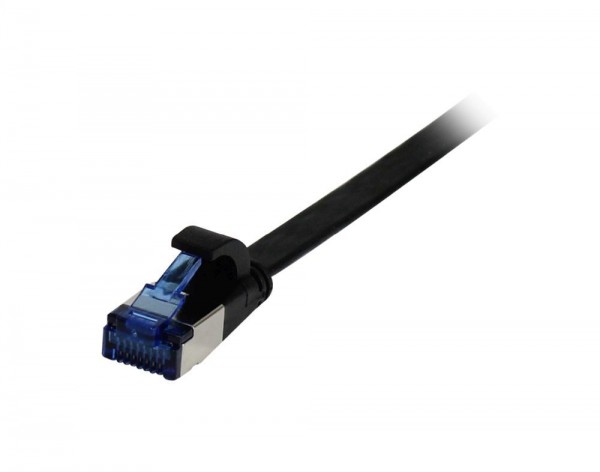 Patchkabel RJ45, CAT6A 500Mhz, 7.0m, schwarz, U/FTP, flach, TPE(Superflex), AWG32, Synergy 21