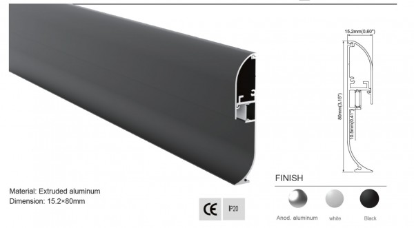 Synergy 21 LED U-Profil 200cm, ALU1580, weiß , Fußboden/Sockelleiste