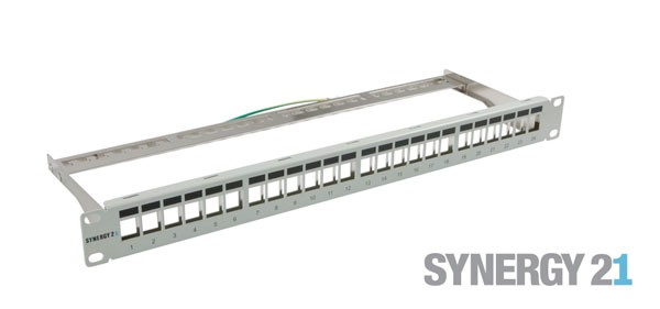 Keystone, Modulträger, 19&quot;Patchpanel für 24xTP-Modul, 1HE(t152mm), Lichtgrau, Synergy 21,