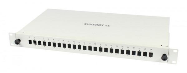 LWL-Patchpanel 6xLSH(E2000APC)-simplex-Buchsen, 19&quot;, 9/125u Singlemode, Lichtgrau, Synergy 21,