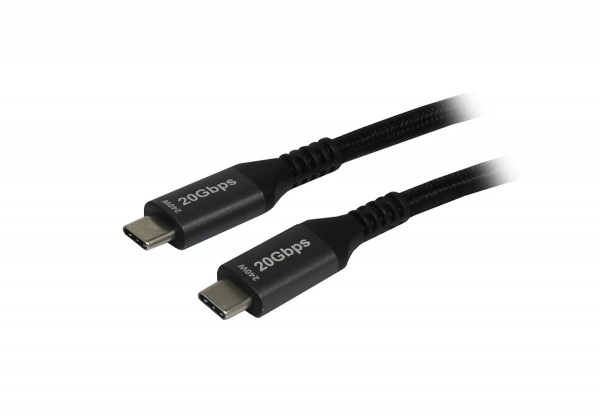 Kabel USB, C(St) => C(St), 3.0m, USB3.2, schwarz(Textil), 20G/5A, 240W, Gen 2x2, E-Marker Chip, S