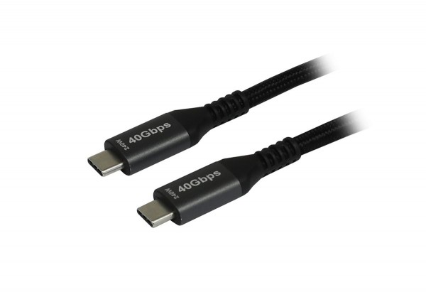 Kabel USB, C(St) => C(St), 1.5m, USB4.0, schwarz(Textil), 40G/5A, 240W, Gen 3x2, E-Marker Chip, Sy