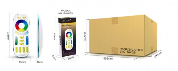 MiBoxer FUT092v2 LED Fernbedienung RGB-WW (RGB-CCT) 4 Zonen