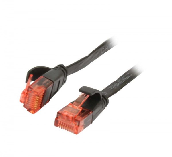 Patchkabel RJ45, CAT6 250Mhz, 0.5m schwarz, UTP(U/UTP), PVC, Flach, Synergy 21,