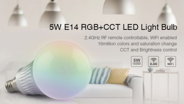 MiBoxer FUT013 LED Retrofit E14 5W RGB-WW (RGB-CCT) Lampe mit Funk und WLAN
