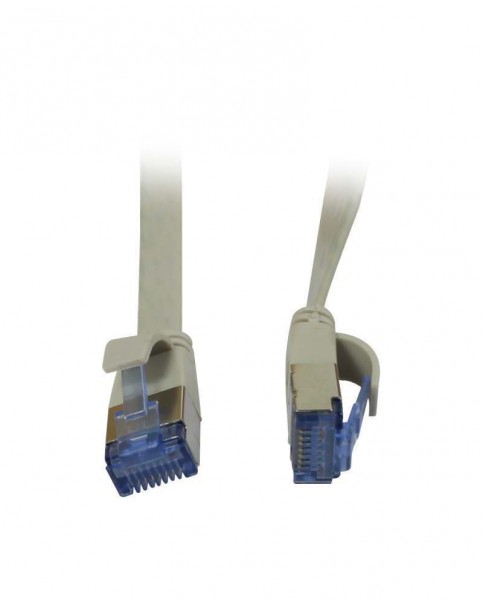 Patchkabel RJ45, CAT6A 500Mhz,15m, grau, U/FTP, flach, AWG32, Synergy 21