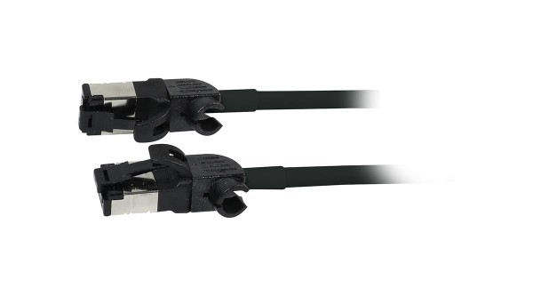 Patchkabel RJ45, CAT6A 500Mhz, 5m, schwarz, S/FTP, slimline rund d=4,5mm, TPE/LSZH(Superflex), AWG2