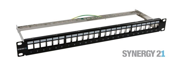 Keystone, Modulträger, 19&quot;Patchpanel für 24xTP-Modul, 1HE(t152mm), Schwarz, Synergy 21,