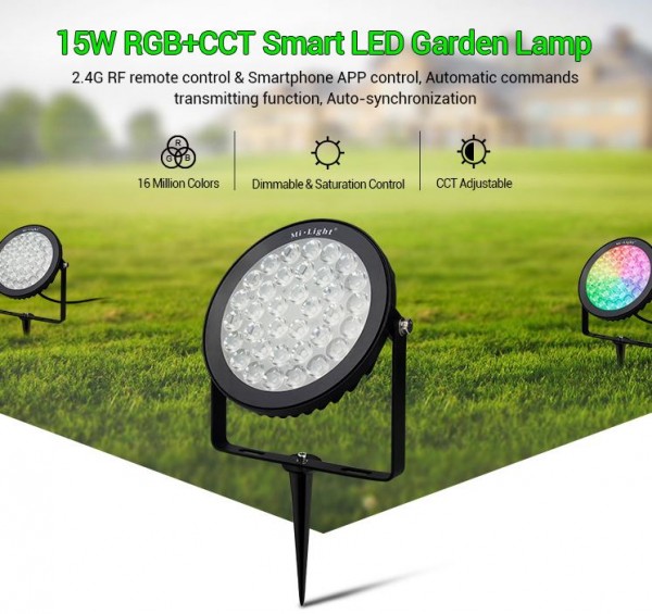 Synergy 21 LED Garten Lampe 15W RGB-WW mit Funk und WLAN IP65 230V *Milight/Miboxer*