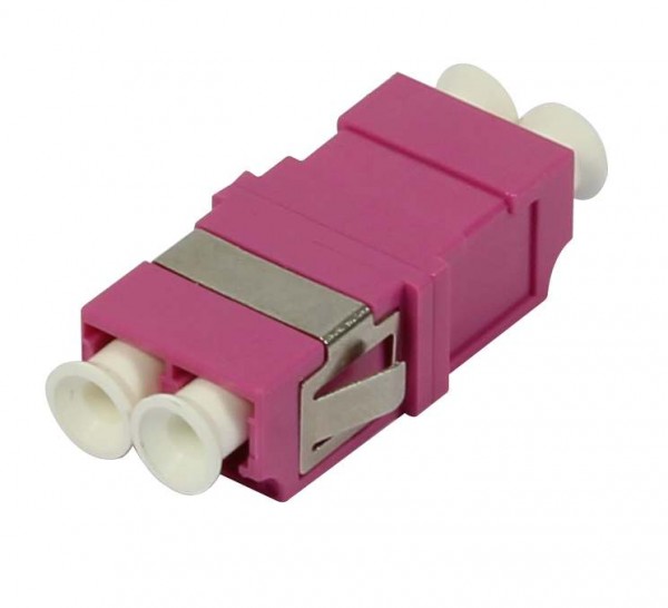 LWL-Kupplung, LC-Buchse/LC-Buchse, 50/125u Multimode OM4, violett, duplex, PVC, ohne Flansch, Synerg