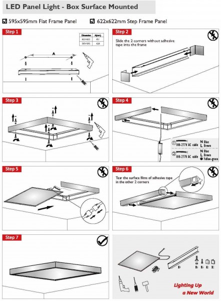 Synergy 21 LED light panel zub Montage Aufputzrahmen 620*620 weiß *ohne Schrauben* V2