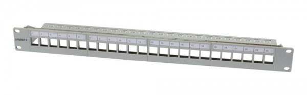 Keystone, Modulträger, 19&quot;Patchpanel für 24xTP-Modul, 1HE(t 94mm), Lichtgrau, V3, Synergy 21,