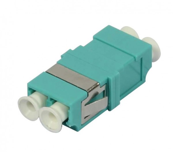 LWL-Kupplung, LC-Buchse/LC-Buchse, 50/125u Multimode OM3, aqua, duplex, PVC, ohne Flansch, Synergy 2