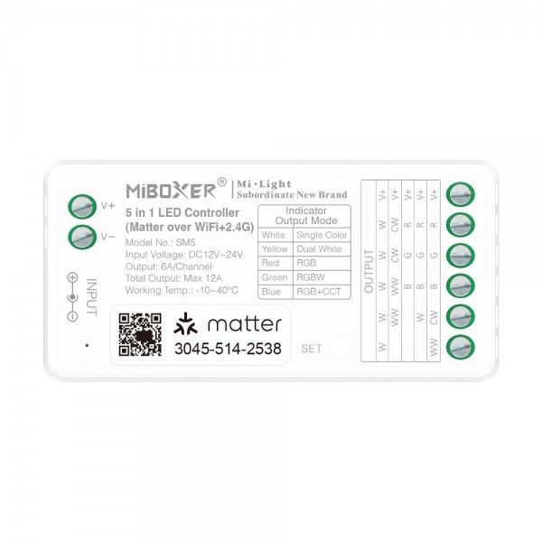 Synergy 21 LED Controller 5in1 (Single Colour/CCT/RGB/RGB-W/RGB+CCT) Matter Over WiFi+2.4GHz IP20 *M