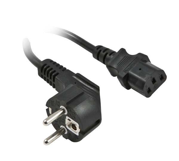 Netzkabel 230V Schutzkontakt CEE7(Stecker)->Kaltgeräte IEC-C13(Buchse), 3m,  Black, Synergy 21,, Steckdosenleiste - Schutzkontaktdosen(CEE7), Stromkabel/Dosenleisten, Kabel - Verkabelung