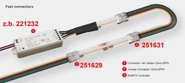 Synergy 21 LED Flex Strip zub. COB IP20 Connector + wire RGB-WW