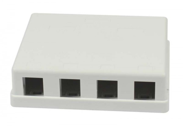 Patch Panel 4xTP, CAT6A, incl.Keystone Slim-line 20mm, Aufputz ABS, Weiss, Synergy 21,