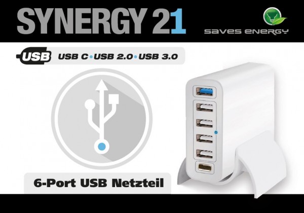 Synergy 21 USB Ladegerät/Netzteil 6-fach 60Watt V2 *ALLTRAVEL*