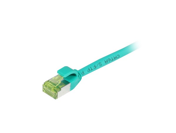 Patchkabel RJ45, CAT6A 500Mhz, 2m, grün, S/FTP, slimline rund d=4,5mm, TPE/LSZH(Superflex), AWG28, m