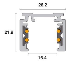 Powergear 48V AUFBAUSCHIENE, Weiß, 1 meter