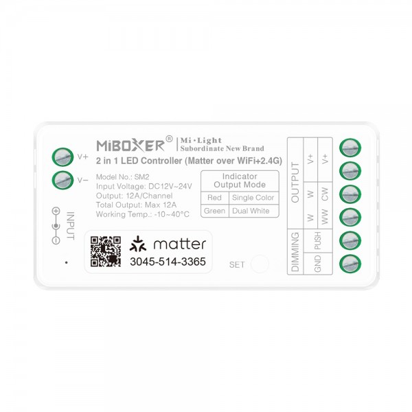 Synergy 21 LED Controller 2in1 Single colour/dual white (CCT) dim DC12/24V Matter Over WiFi+2.4GHz *