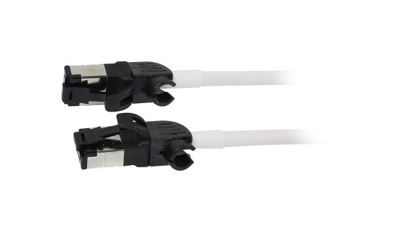 Patchkabel RJ45, CAT6A 500Mhz, 5m, weiss, S/FTP, slimline rund d=4,5mm, TPE/LSZH(Superflex), AWG28,