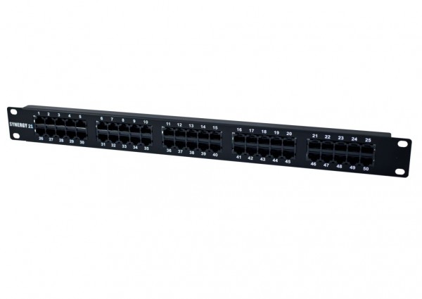 Patch Panel 50xTP, CAT3, ISDN, 19&quot;, Schwarz Synergy 21,