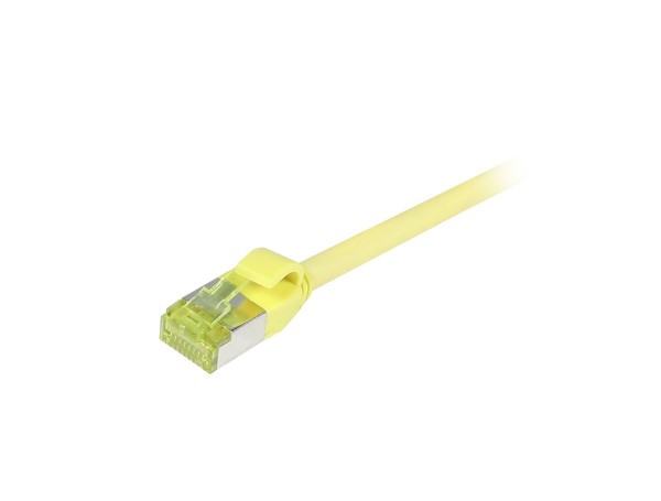 Patchkabel RJ45, CAT6A 500Mhz, 0.25m, gelb, S/FTP, slimline rund d=4,5mm, TPE/LSZH(Superflex), AWG28