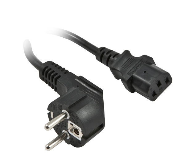 Netzkabel 220V Schutzkontakt CEE7(Stecker)-&gt;Kaltgeräte IEC-C13(Buchse), 2m, Black, Synergy 21,